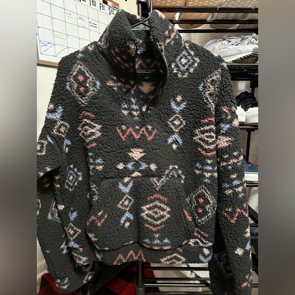 Love Tree Lou & Grey Patterned Fleece Pullover